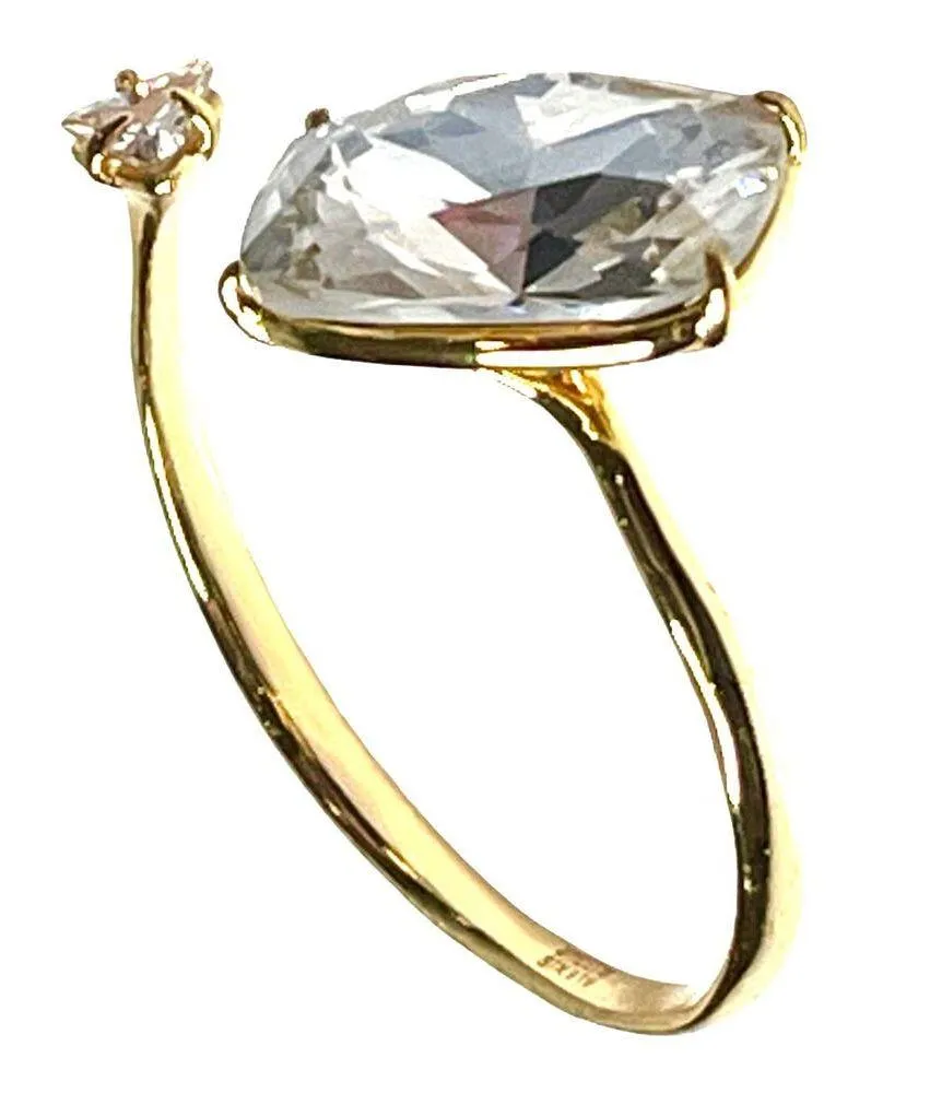 VTG Alexis Bittar Liquid Gold BRACELET Large CZ Stone Open Cuff 6.5"-7.5" Adjust - Image 2