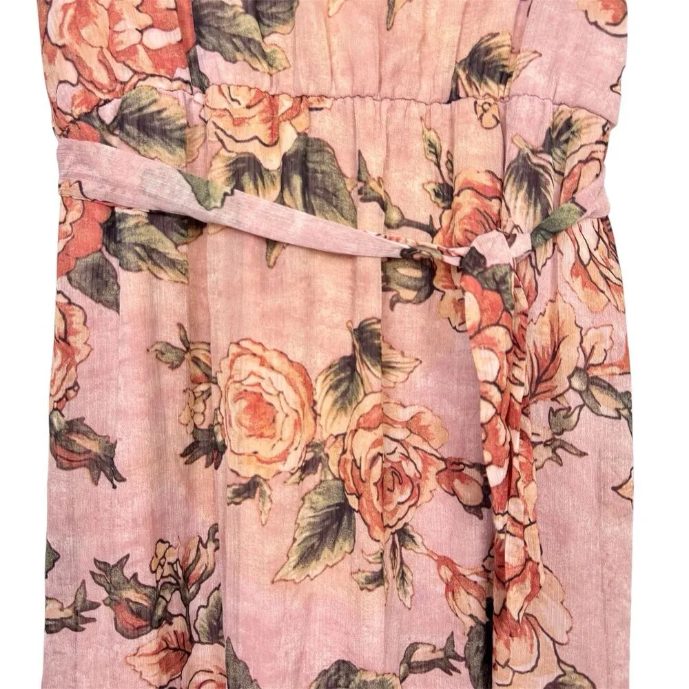 Urban Girl Women Floral Chiffon Babydoll Maxi Dress Size 1X Pink Sheer Fairy Y2K - Image 9