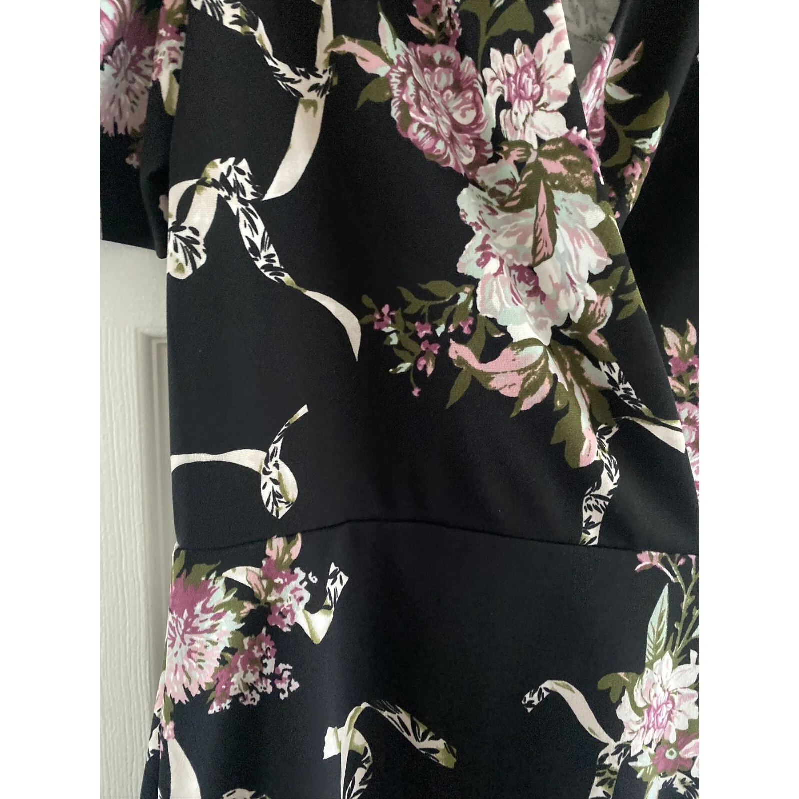 Free Press Nordstrom Women's Small‎ Dark Cottagecore Faux Wrap Skater Dress - Image 2