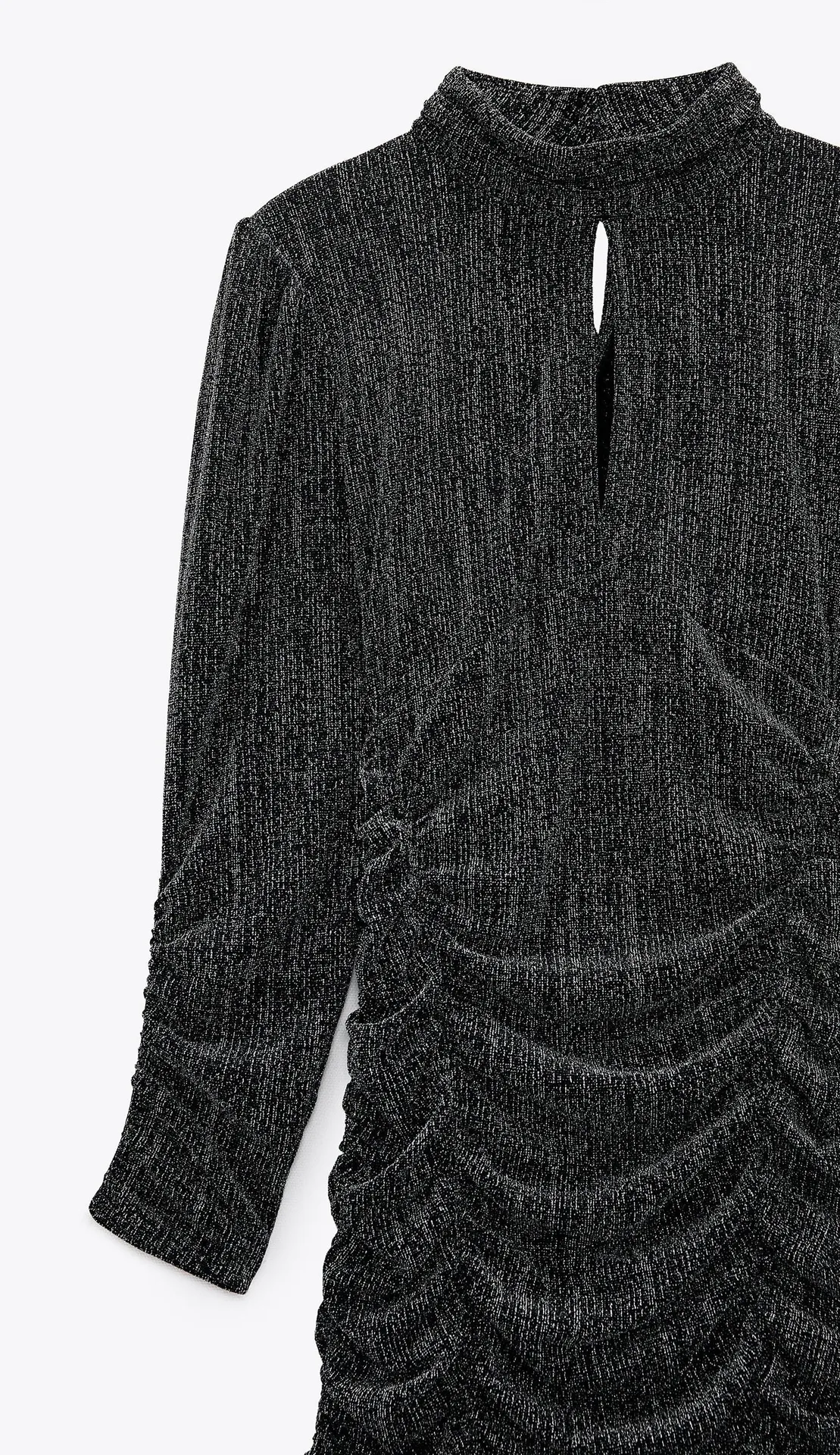 NWT  Silver Metallic Thread Ruched Dress - Image 4