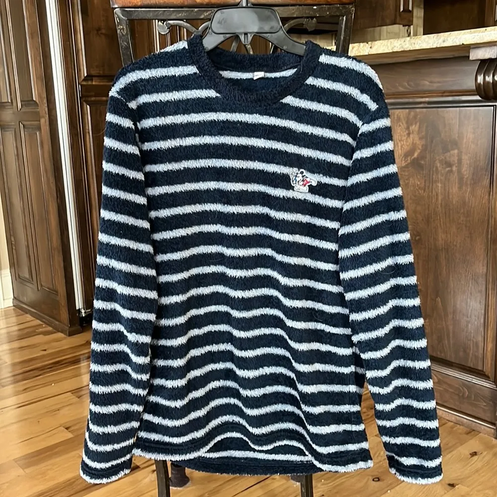 Cozy Mickey Mouse Donald Duck Fluffy Striped Pullover M Comfy Womens - Image 5