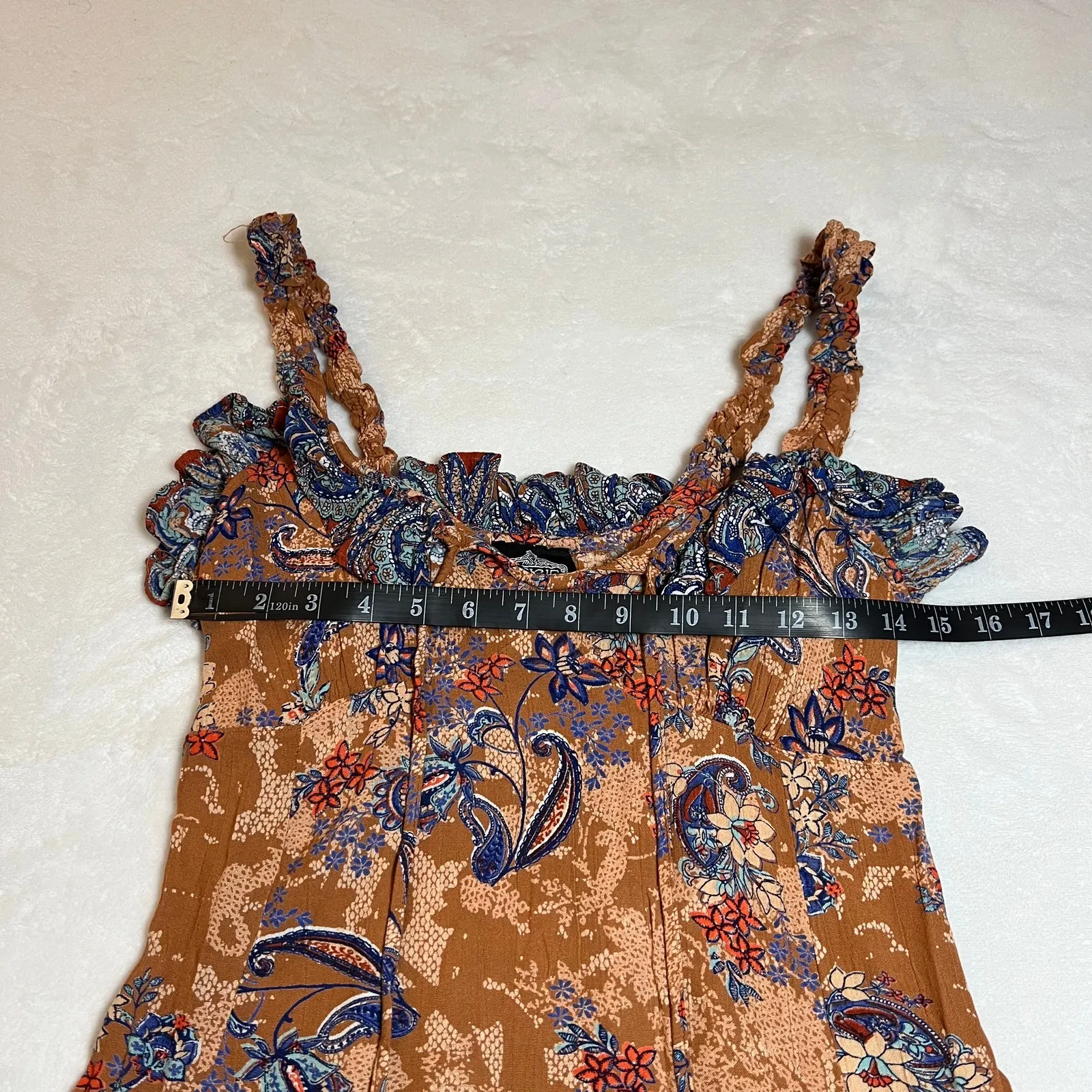 Angie Women's Ruffle Sleeve Tank Mini Dress Size S Western Peasant Festival - Image 8