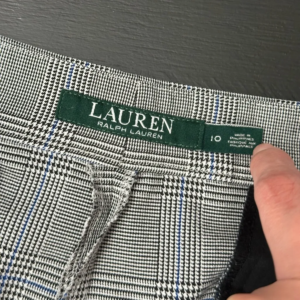 Lauren Ralph Lauren Houndstooth Trouser Pants Black & blue size 10 - Image 8