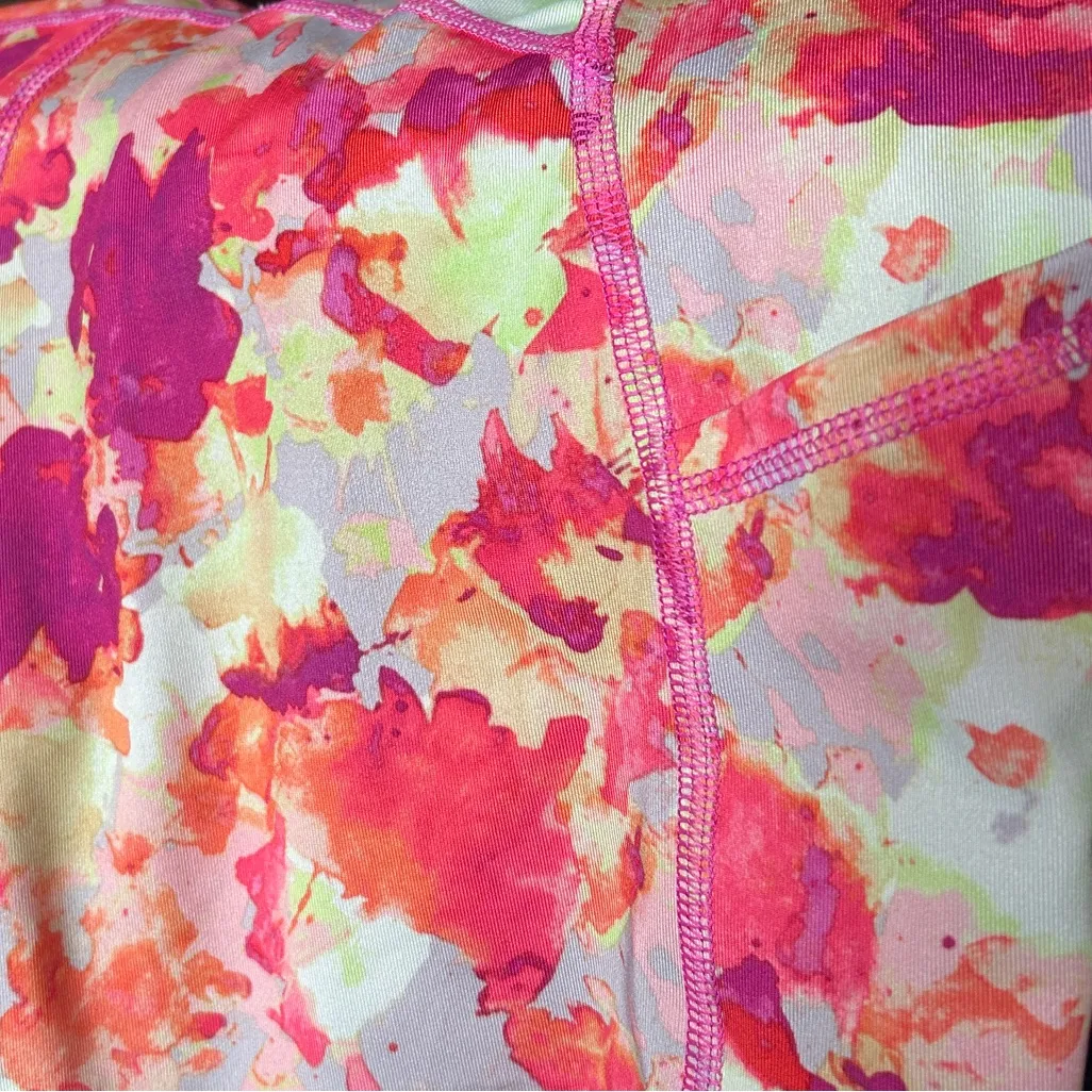Sendara Floral Watercolor Biker Athletic Shorts Pink Size M - Image 5