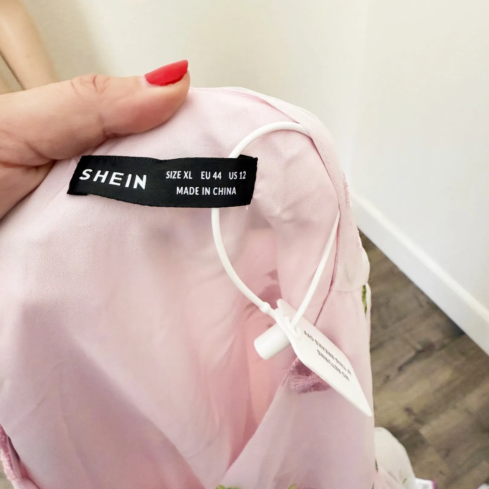 [Shein] Light Pink Floral Embroidered V-Neck Mesh Maxi Dress Wedding NEW Size XL - Image 11