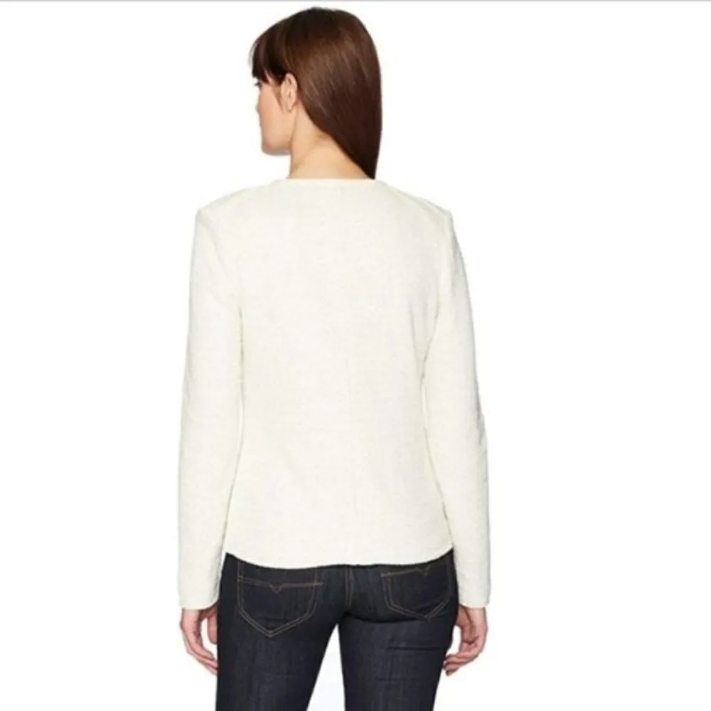 Tart Collections Jacket Shacket M Hale Boucle Tweed Terry Cloth Off White Pocket Size M - Image 10