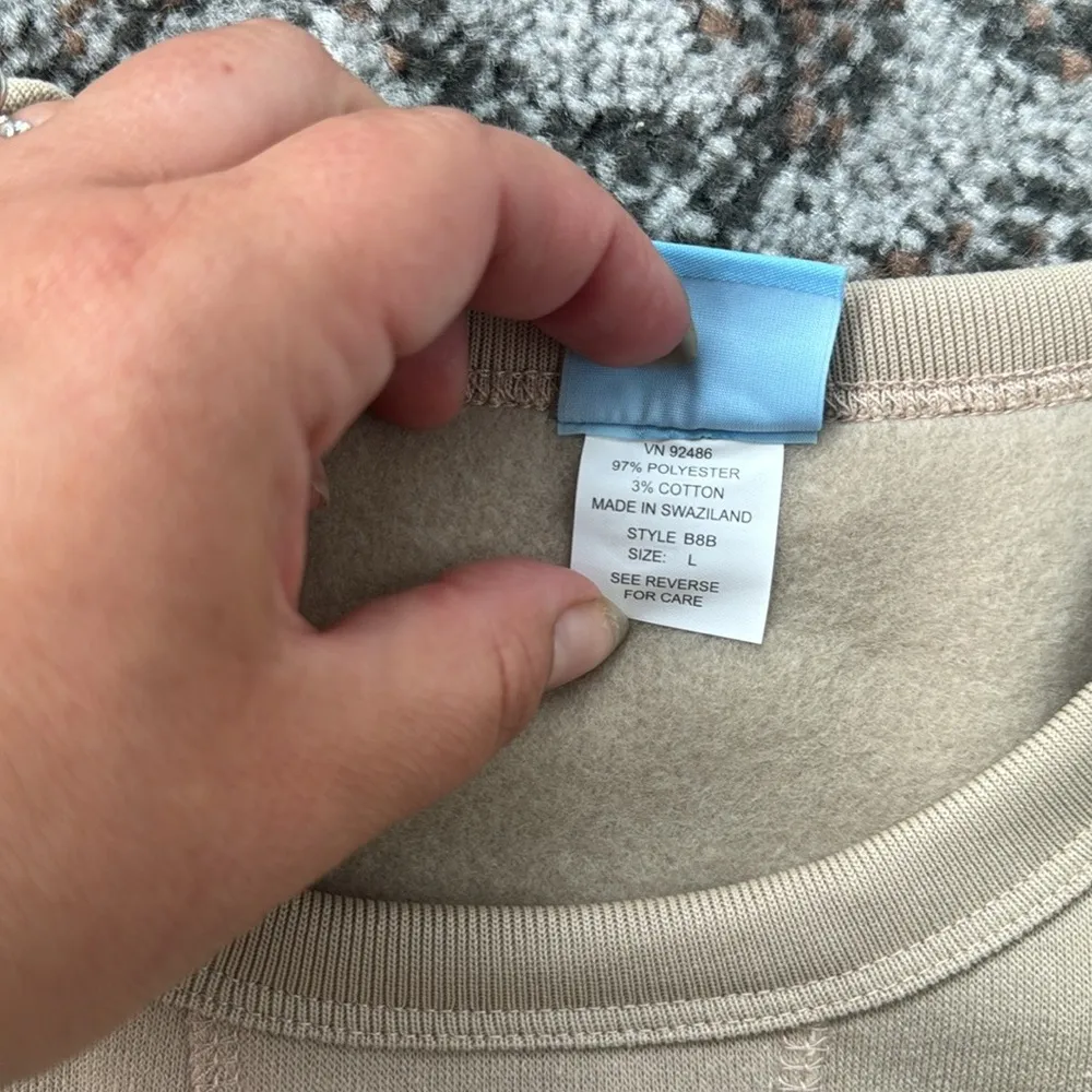 Comfort Corner Fleece Lined Crewneck Sweatshirt Tan Large - Image 4