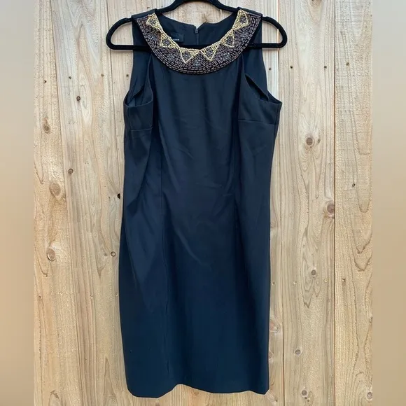 AB Studio Size 14 Woman's  Wooden‎ Beaded Sleeveless Dress Black Brown - Image 4