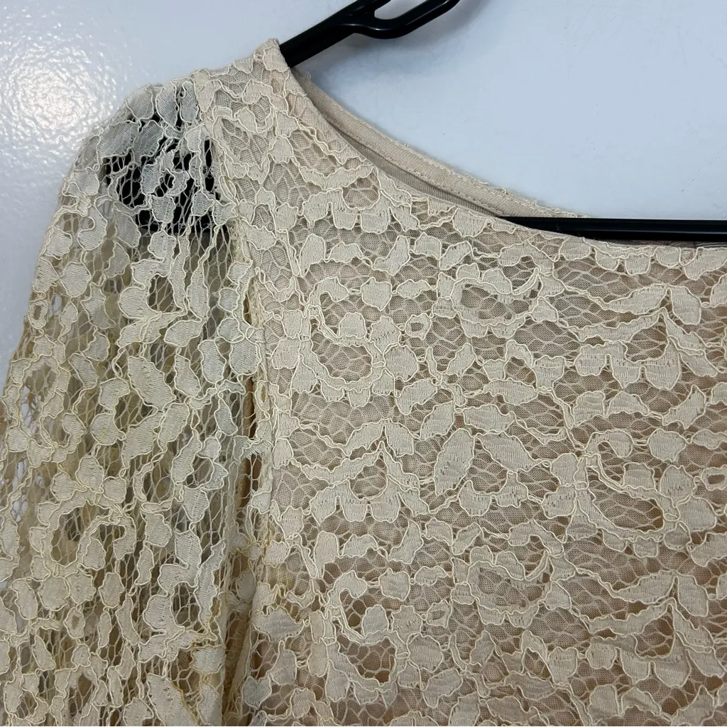 Kookai Ivory/Cream Lace Long Sleeve Blouson Mini Dress Size 36/US 4 Small - Image 3