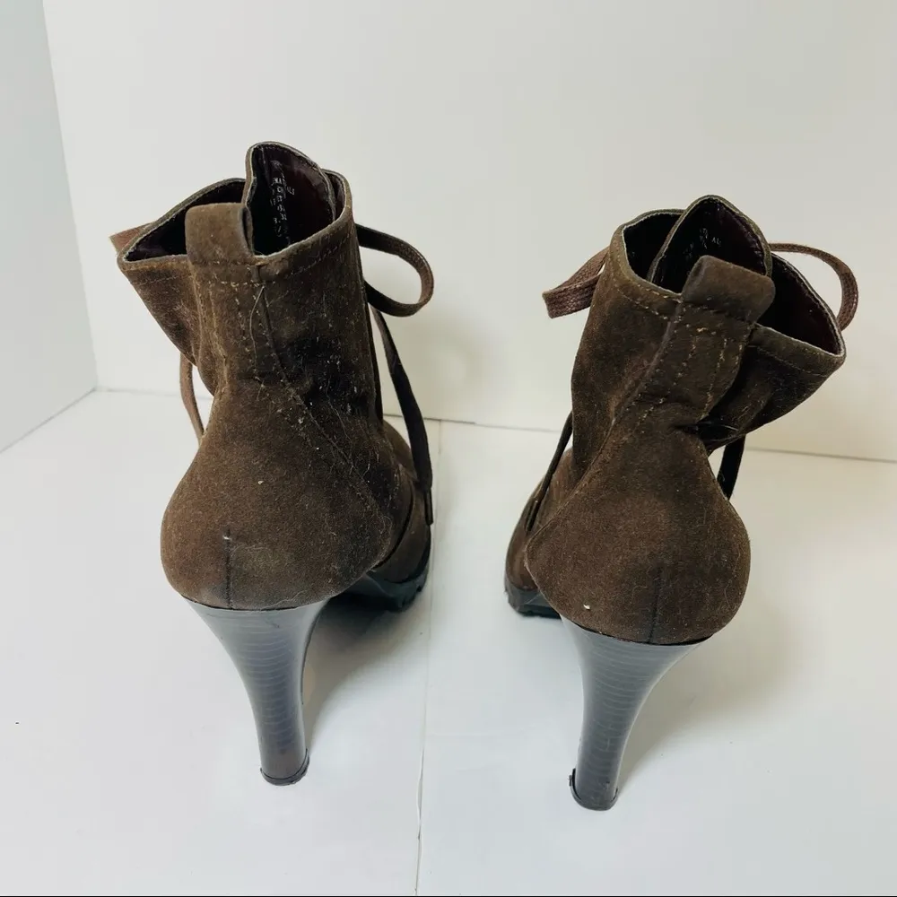 Brown Steampunk Heeled Combat Boots Size 9 - Image 8