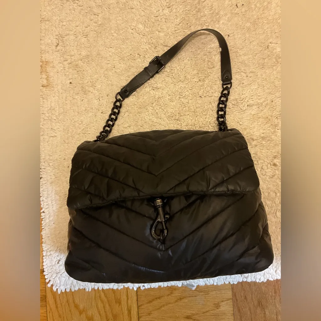 Rebecca Minkoff women black nylon puffy Edie shoulder handbag - Image 8