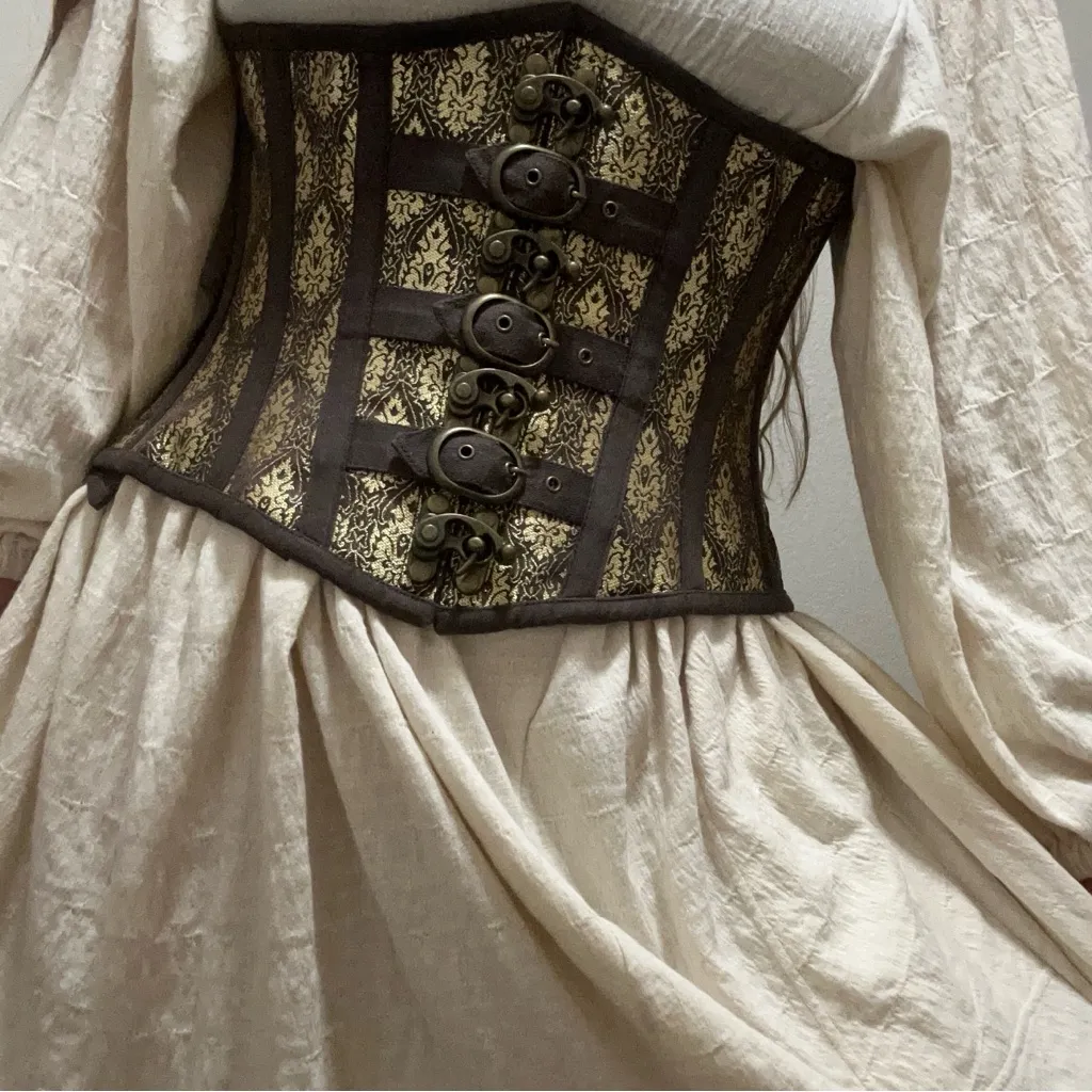 NWT Brocade Corset Top Estimated Small Renaissance Cottagecore Dark Academia Brown - Image 2