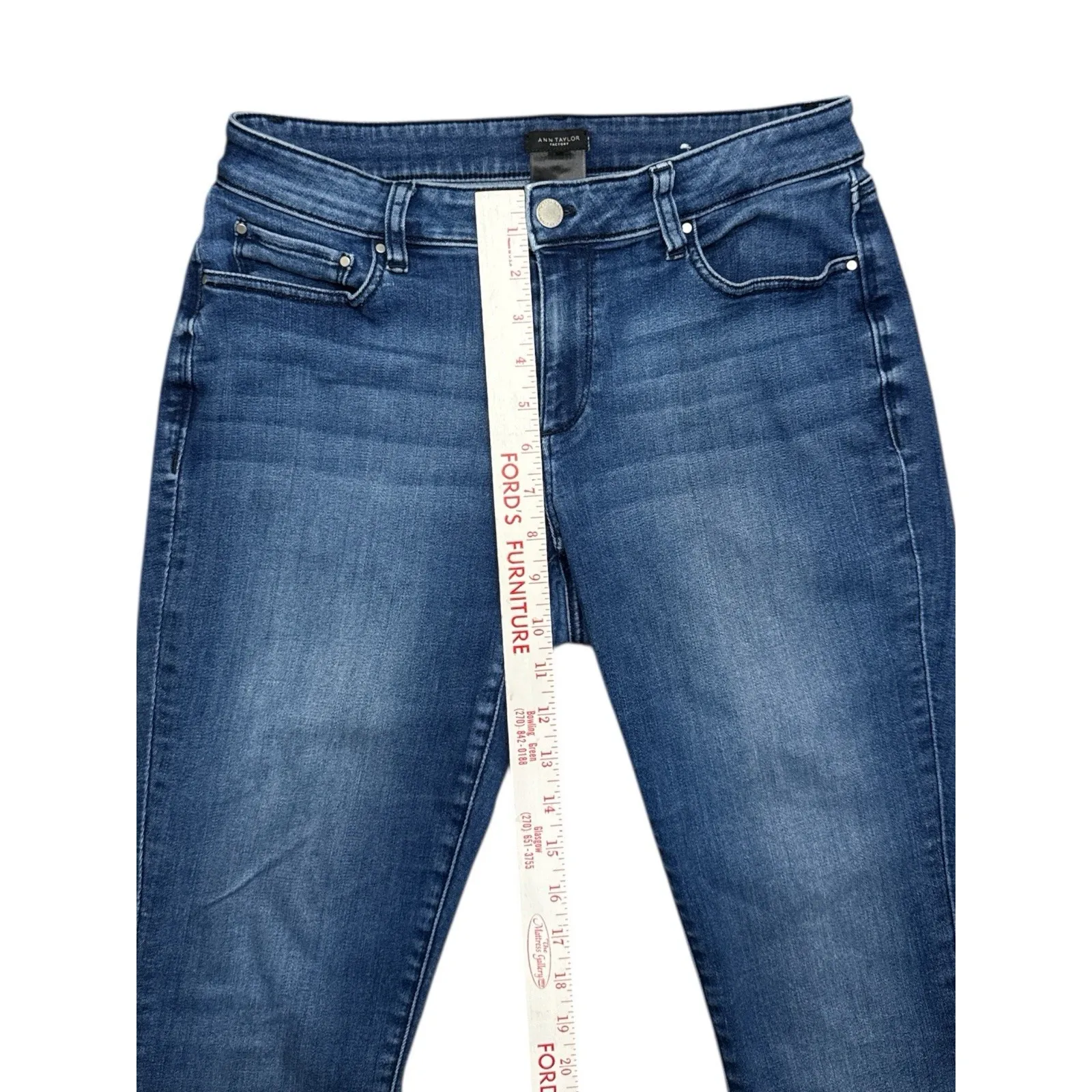 Ann Taylor Curvy Skinny Jeans 8 Mid Rise Sculpting Pockets Stretch Denim Indigo - Image 3