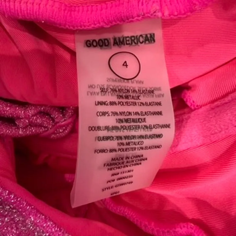 Good American Demi Cup One Piece Sparkle Swimsuit in Pink, Size 4/XL - Image 6