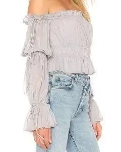 White Sands Crop Peasant Blouse - Image 3