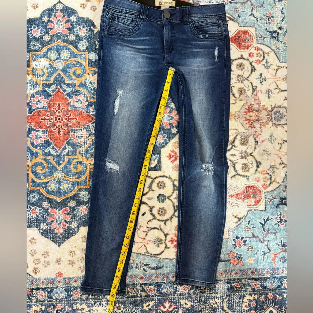 70 Democracy Ab Solution Distressed Jeans Womens 8 Blue Dark Wash mid rise - Image 4