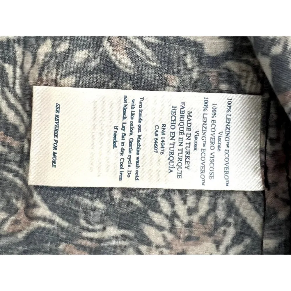 Faherty womens size M top black/brown/beige floral flowy loose fit 3/4 sleeve Black Size M - Image 9