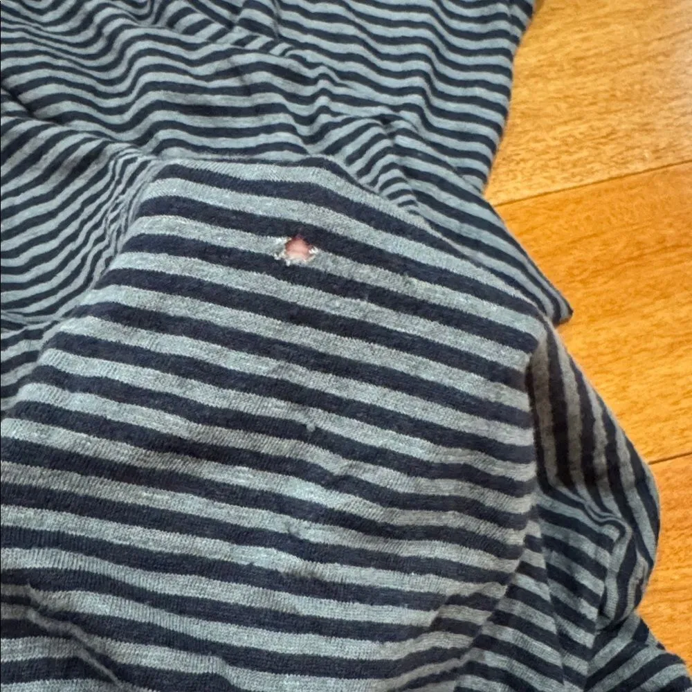 Eileen Fisher Black and Gray Raceback‎ Striped High Low Dress Linen Dress Size L - Image 10