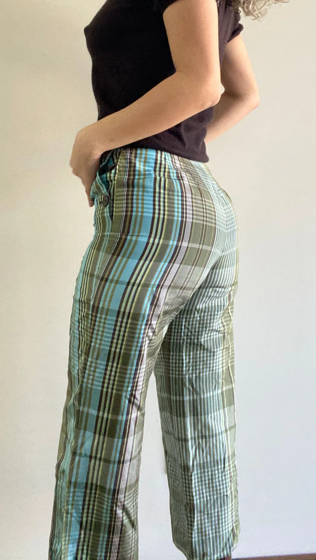 Green Plaid Fairy Cropped Pants Vintage Size 2 - Image 4