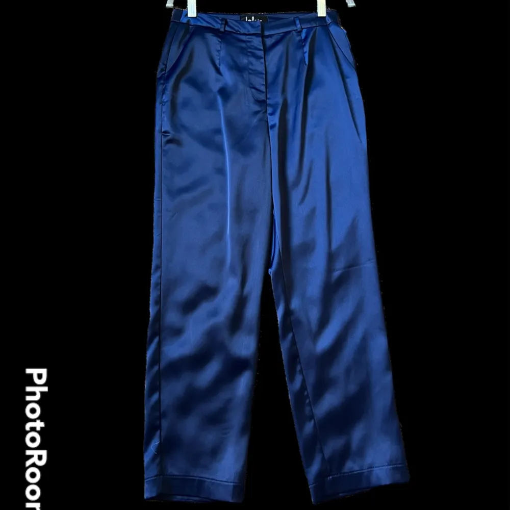 Lulus My Story Navy Blue Satin Trouser Pants - Image 5