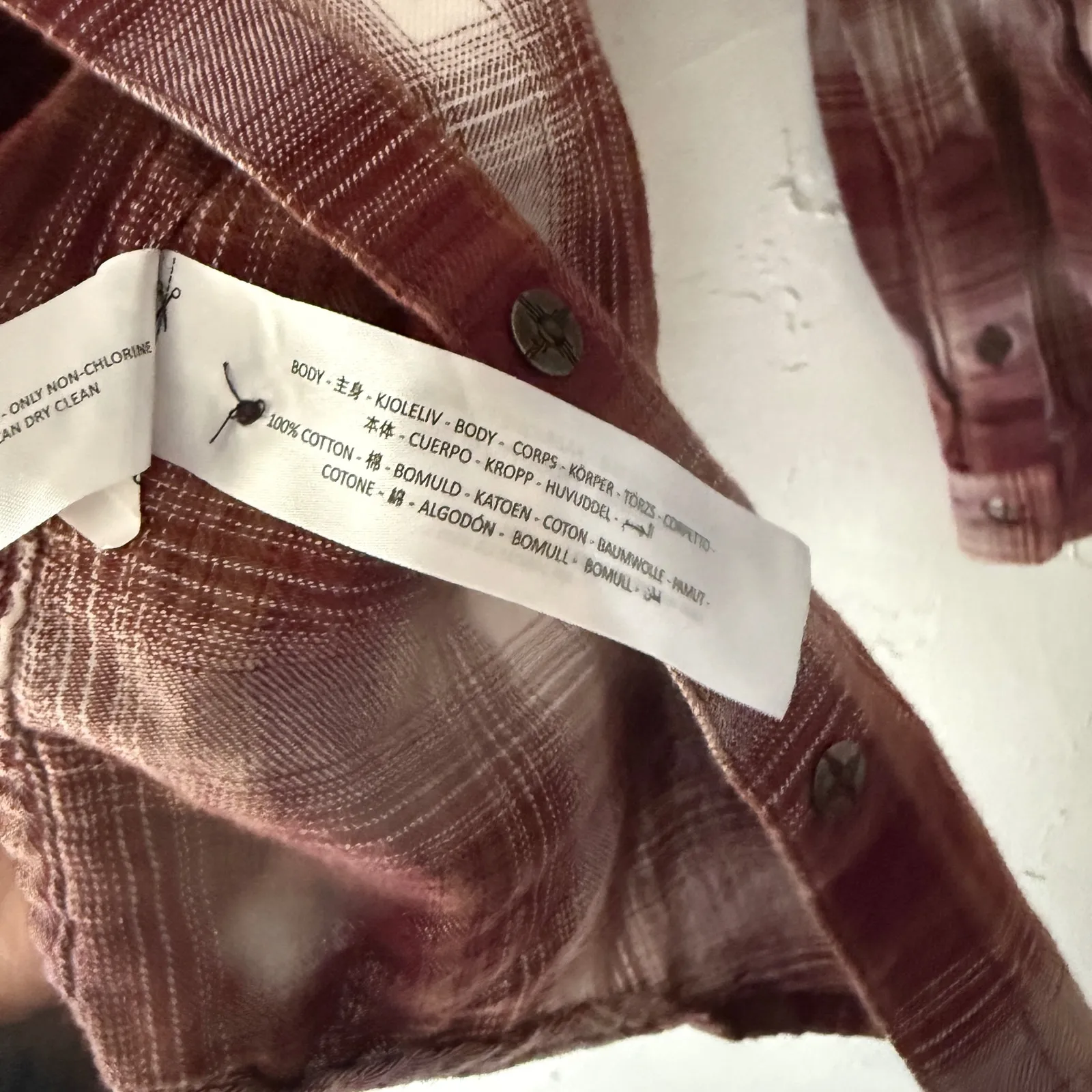 Ariat Real Western‎ Burgundy White Plaid Relaxed Fit Cotton Long Sleeve Shirt S - Image 5