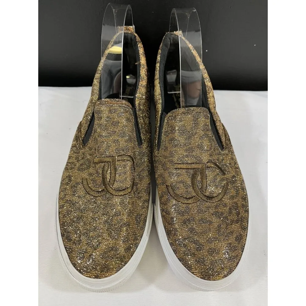 Juicy Couture Congrats Womens Gold Glitter Leopard Mesh Slip On Sneakers Size 10 - Image 2