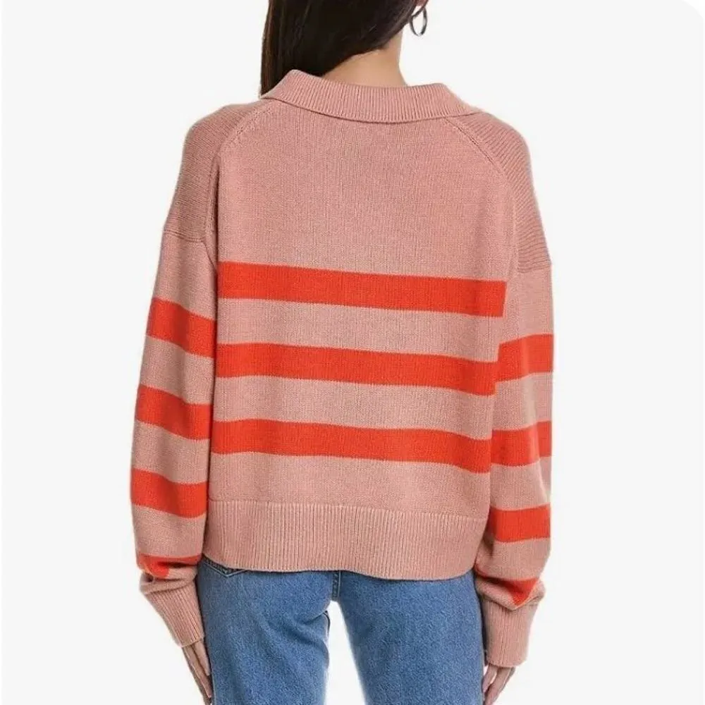 Velvet by Graham & Spencer Women's Lucie Sweater Striped Size XS pink/flame Pink - Image 4