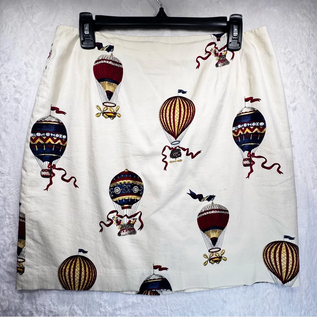 Talbots Petites Cream Hot Air Ballon Straight Mini Skirt Novelty Made in USA 12P - Image 3