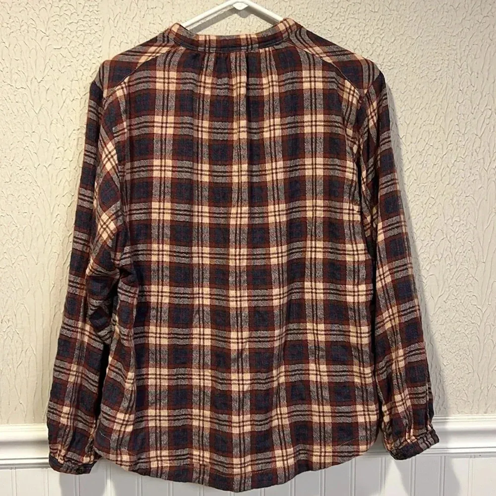 Free People Plaid Northern Bound Flannel Henley top size XS - Image 7