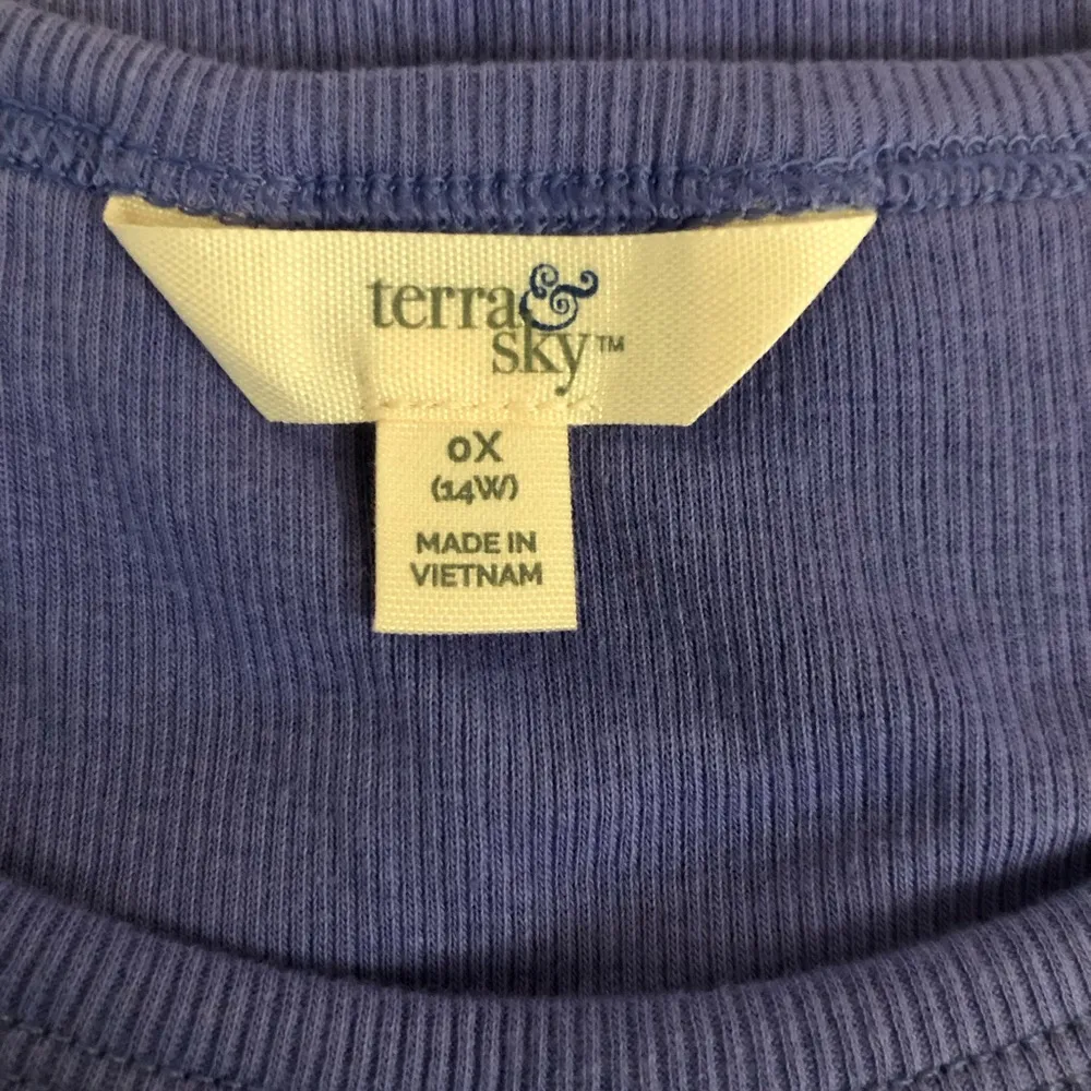 TERRA & SKY Womens Size 0X 14W Cold Shoulder Lilac T-Shirt New - Image 5