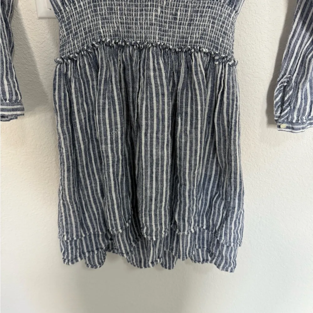 Rails Jasmine Tibet Stripe Mini Dress Size Small Blue/White Boho Linen - Image 12