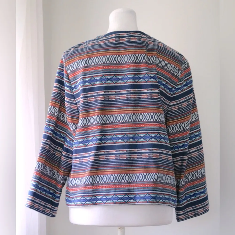 Liz Claiborne Multicolor Striped Hook Closure Lightweight Jacket - Image 6