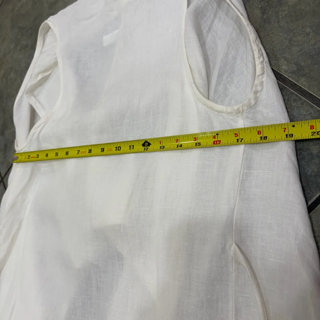 Bryn Walker White Linen Asymmetrical Vest Womens Boho Coastal Fairy - Image 8