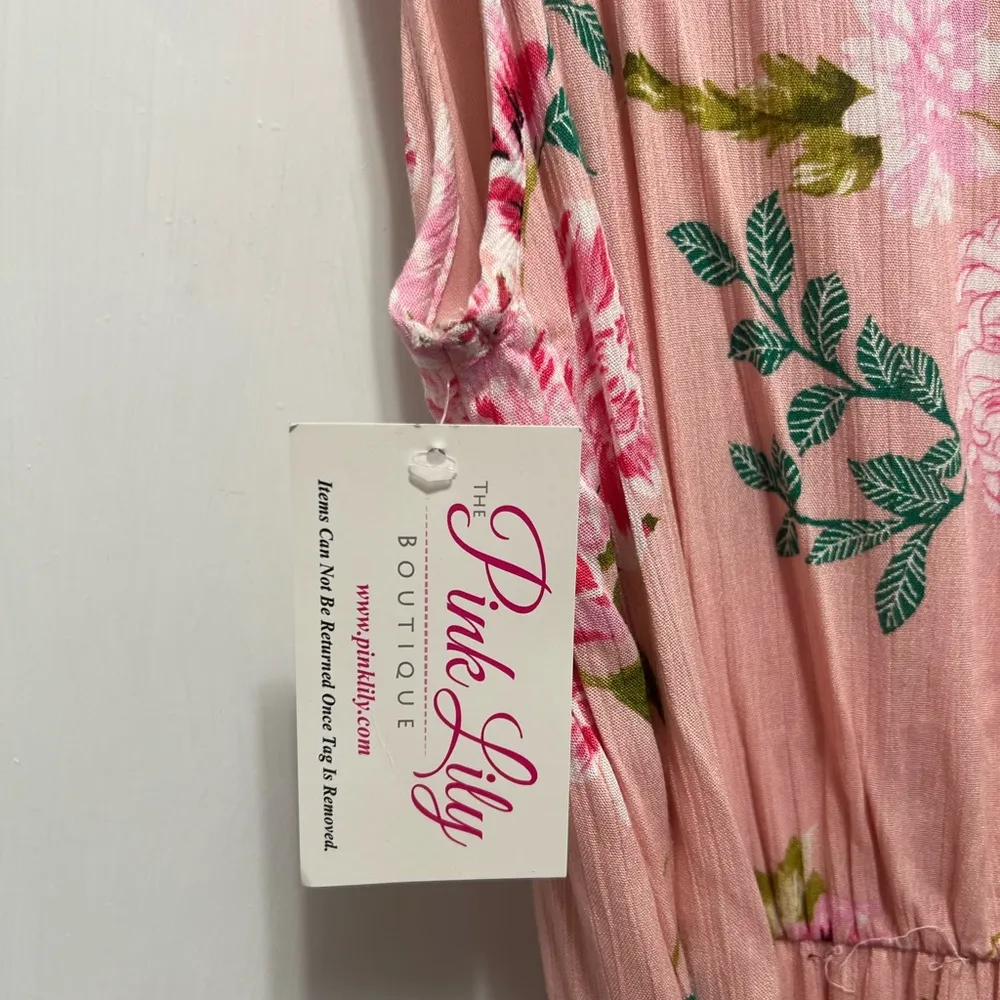 Pink Floral Maxi Dress in Large - Image 4