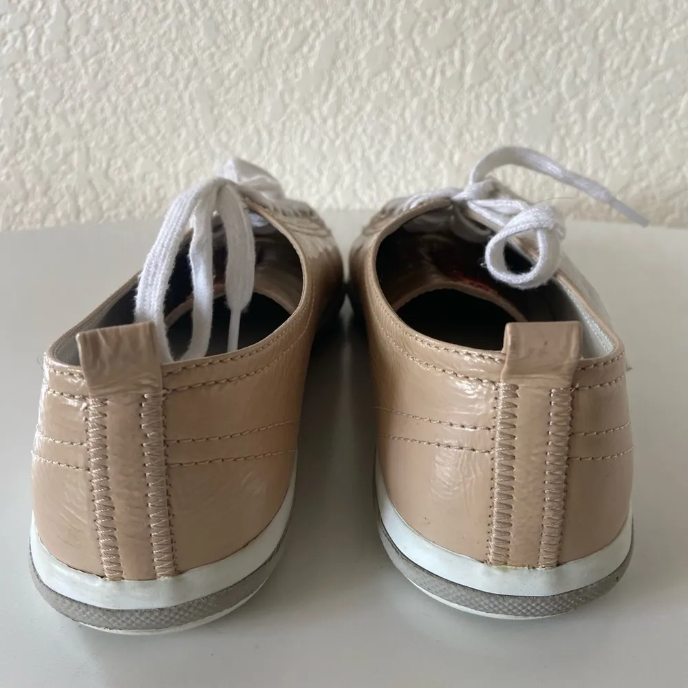 Prada Beige Nude Patent Leather Low top Sneakers - Image 6