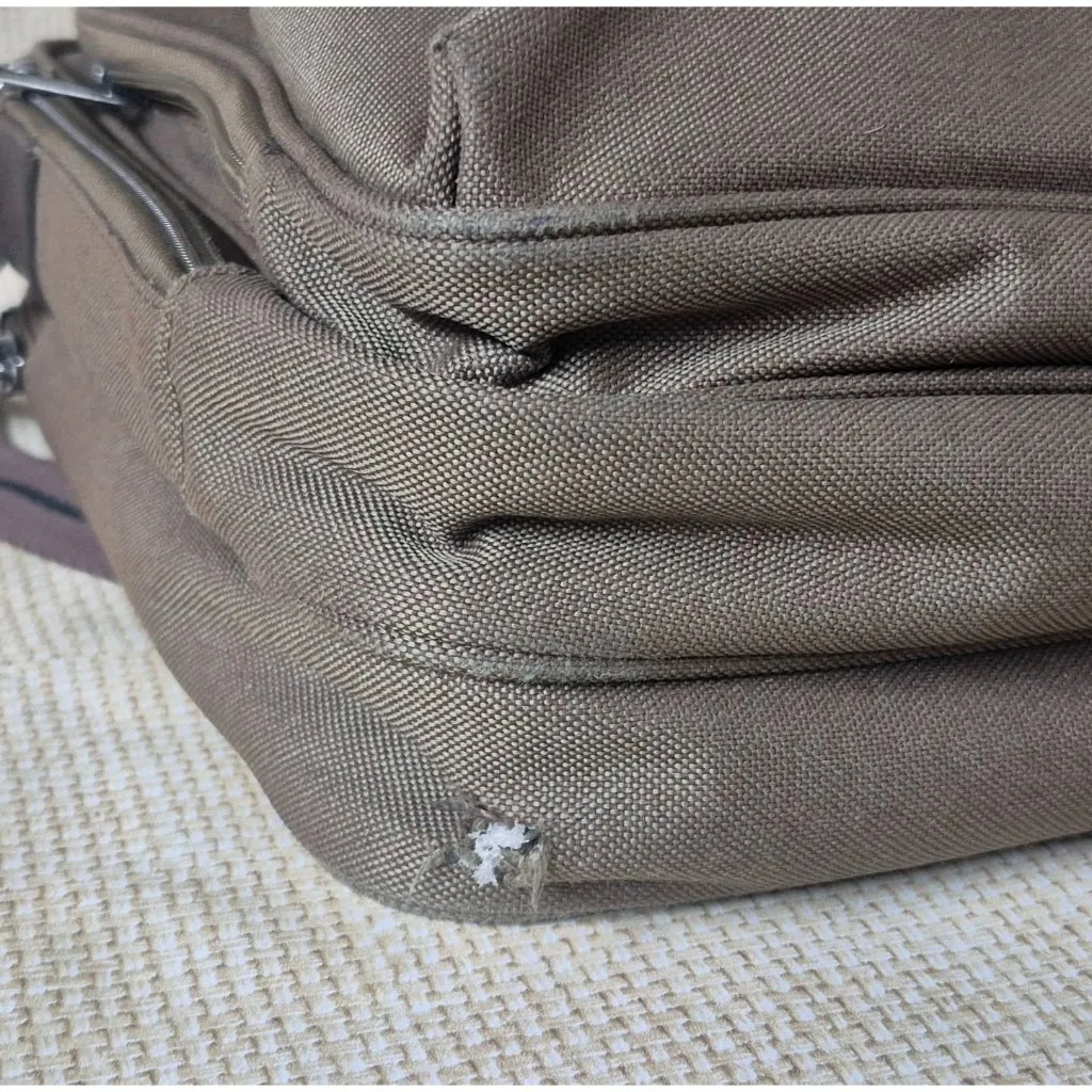 SOLO Green Canvas Brown Briefcase Laptop Case Messenger Bag Multi - Image 7