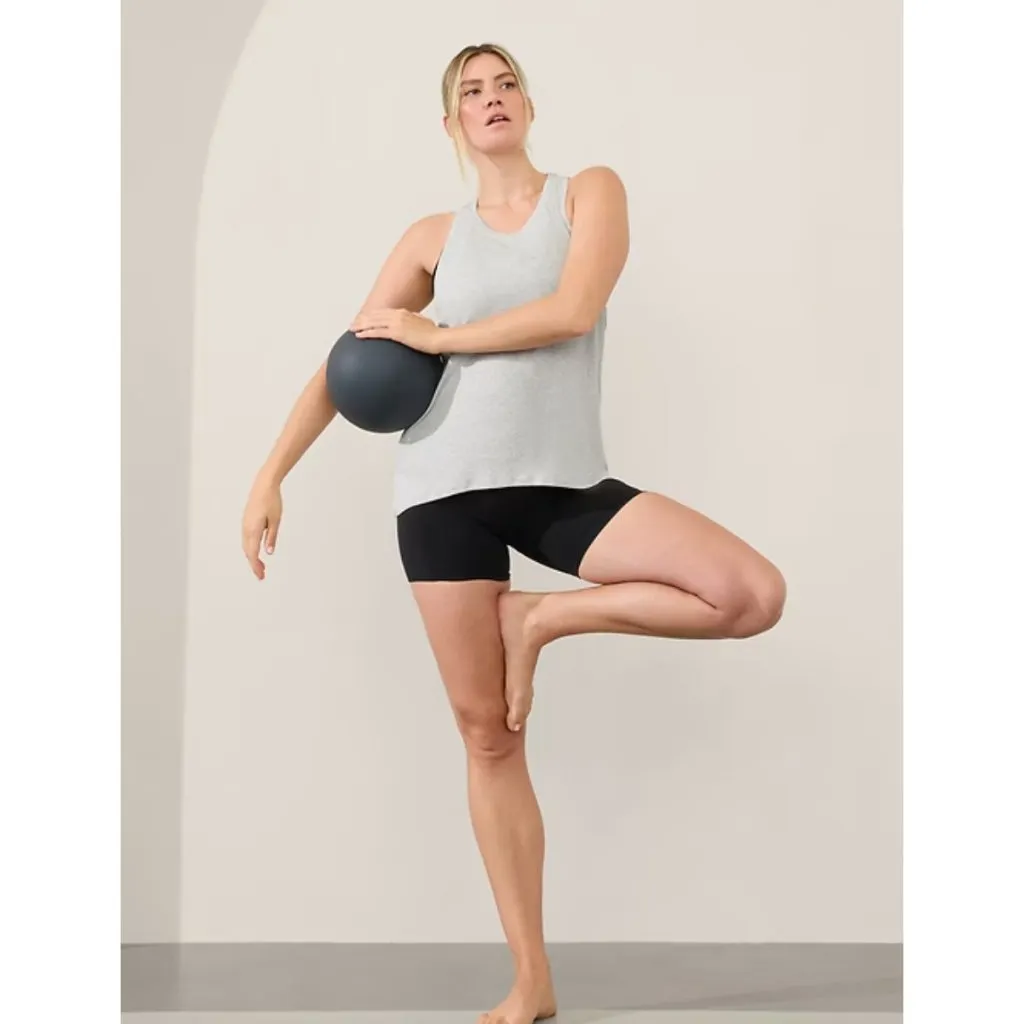 New Athleta L Ease In Rib Tank Modal Size Large Light Grey Heather - Image 6