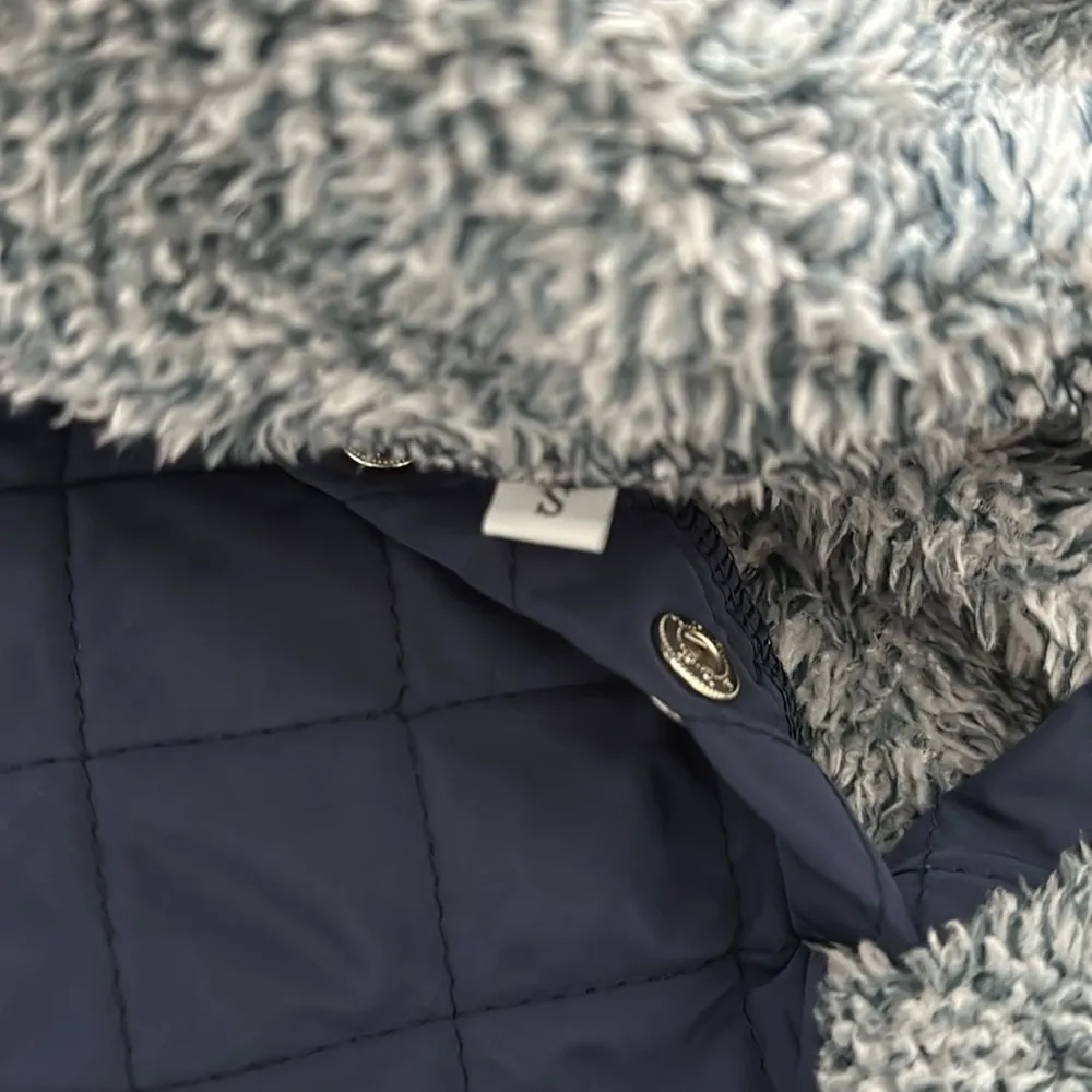 Navy Asymmetrical Fleece Pullover Sz SM - Image 5