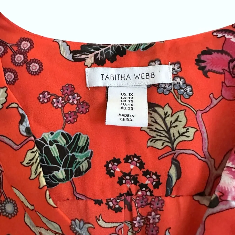 Tabitha Webb Red Multicolor Floral Print Sleeveless Flowing Top Size 1X - Image 2