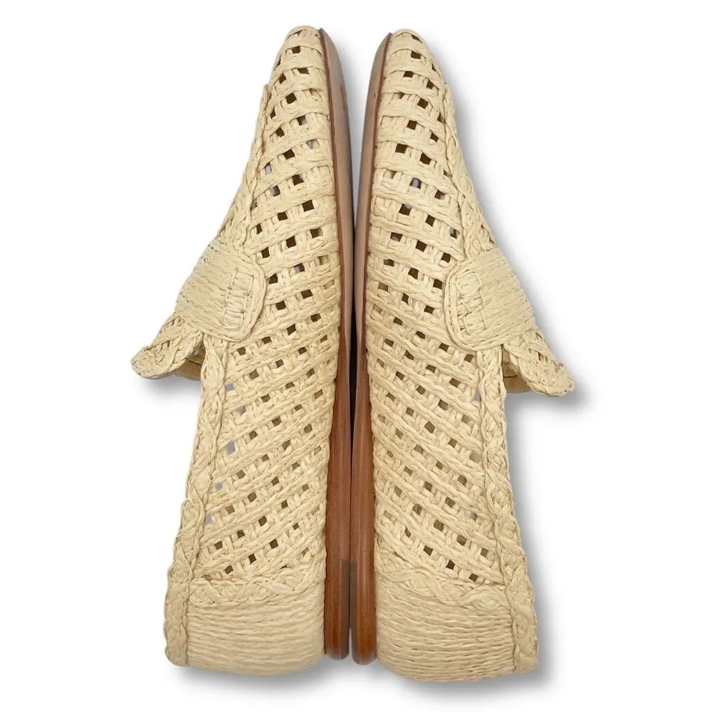 Vince Davis Raffia Loafer Size 6.5 Woven Flat Slip On Natural Beige Summer Shoe - Image 10