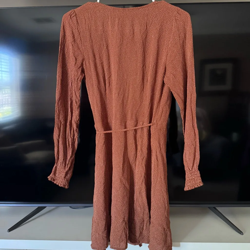 Abercrombie and Fitch Burnt Orange Wrap Mini Dress Polka Dot - Image 4