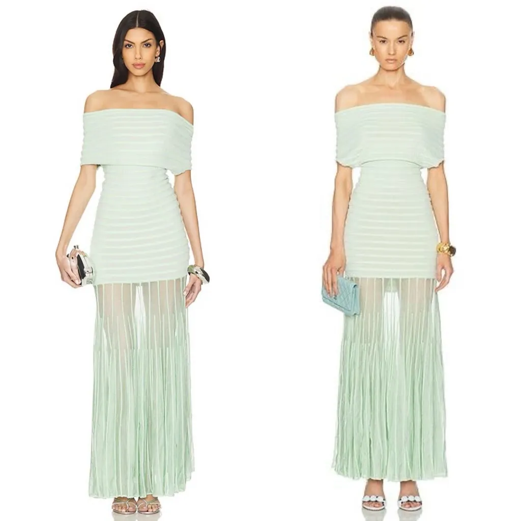 ALEXIS Marce Off-Shoulder Mint Knit Maxi Dress Size Medium NWOT - Image 15
