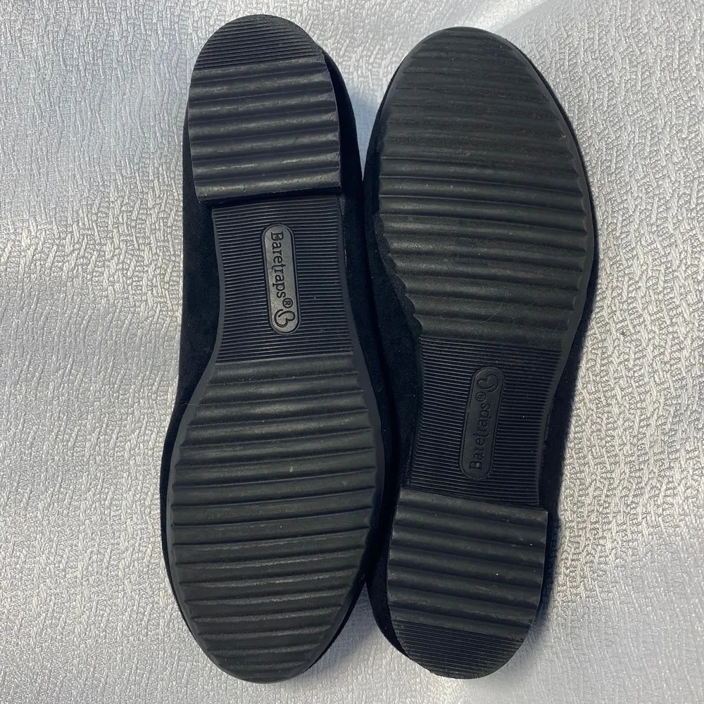 Baretraps Elliana Black Faux Suede Fuzzy Leopard Print Flats women sz 6.5 M - Image 5