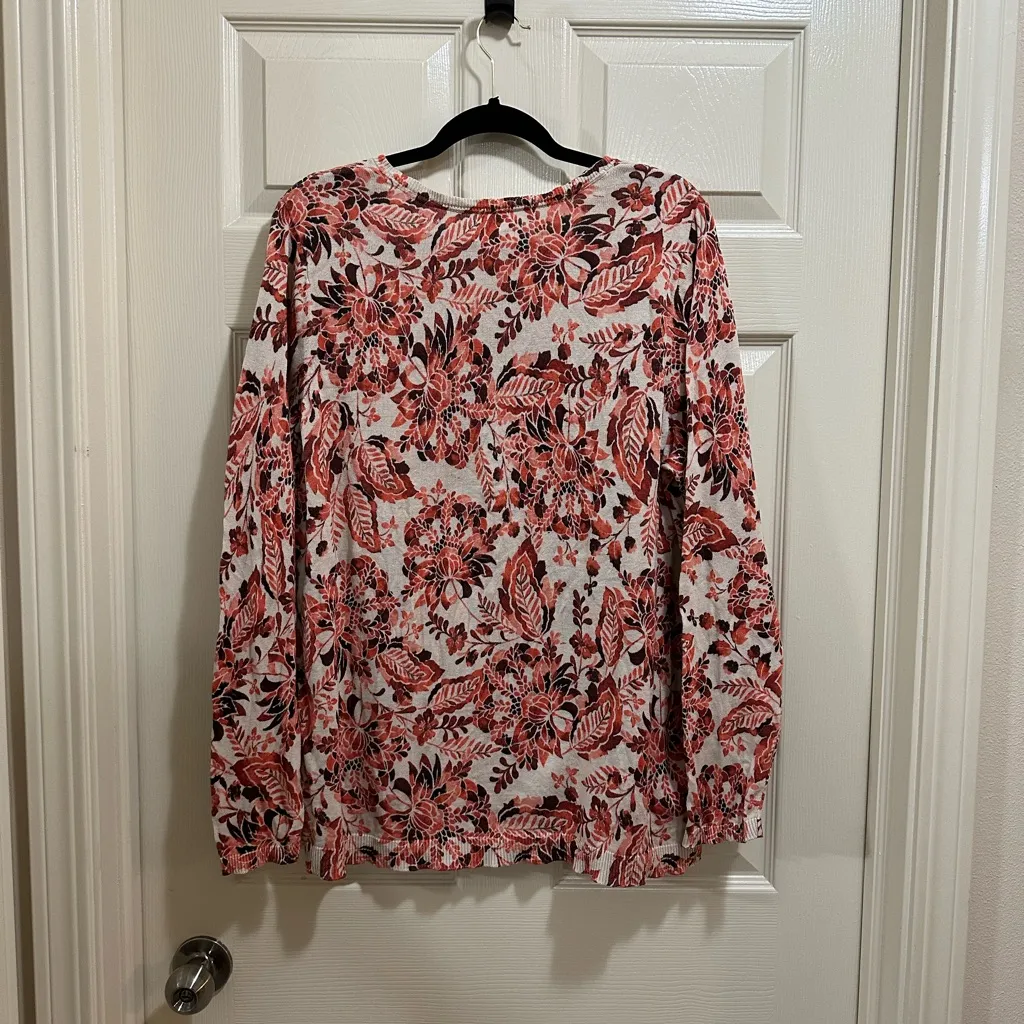 Croft & Barrow vneck sweater floral print size 1X - Image 2