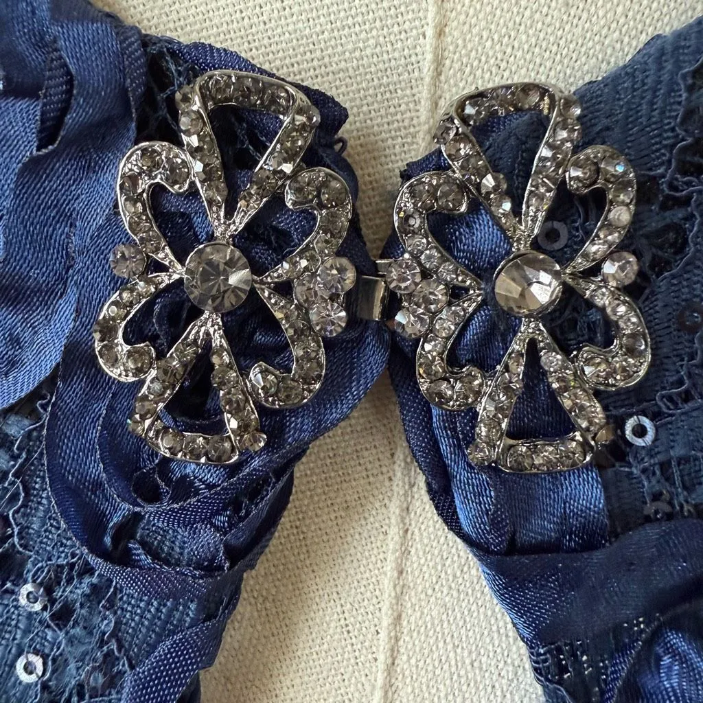 Cachet Dark Blue 2pc Formal Jacket Tank Soutache Sequin Rhinestone Clip 6 - Image 3