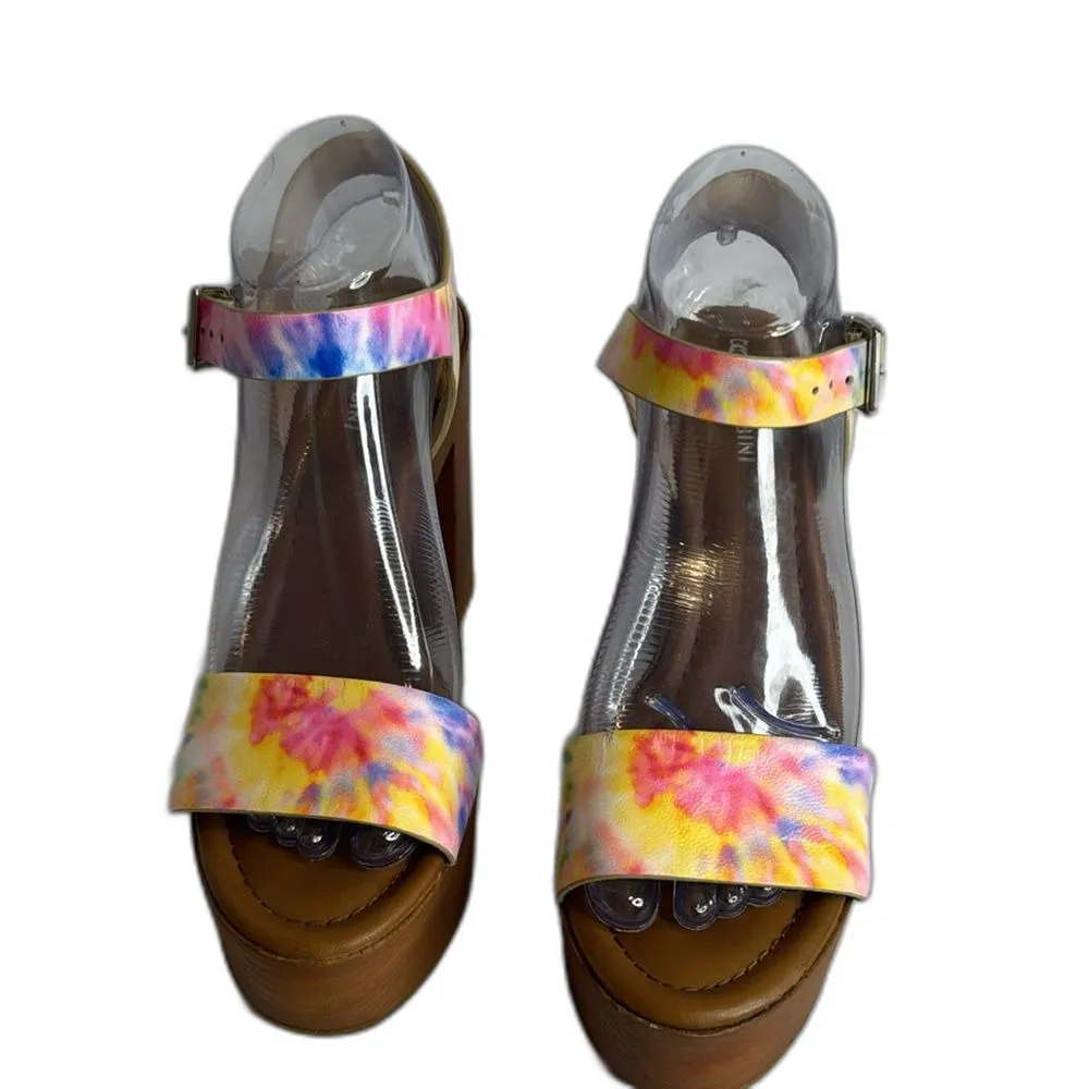Gianni Bini Palmeera Tie-Dye Wood Platform heels size 8 cute festival party - Image 3