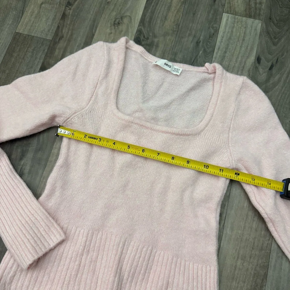 Mango  MNG coquette textured knit square neck sweater - Image 4