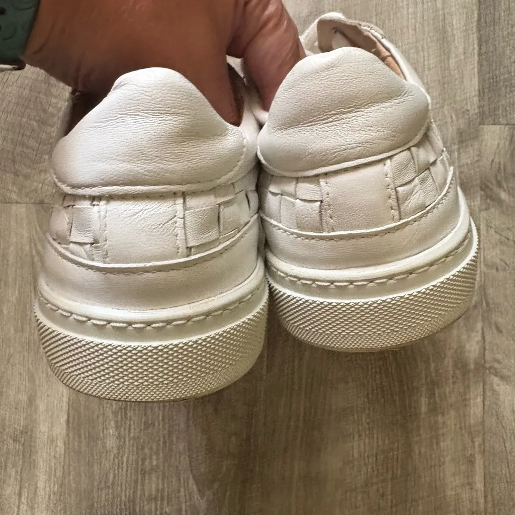 Boden Classic White Woven Sneakers size 7.5 EU 38 - Image 5