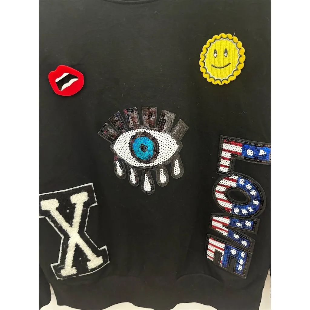 YATIVI vintage BLINg Graphic Sweatshirt Black SmallWhimsy evil Patriotic - Image 2