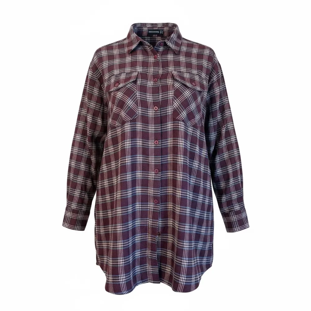 PrettyLittleThing Burgundy and White Plaid Shirt - Image 3